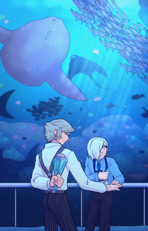  An AU where Norton owns an aquarium and Andrew works night shifts there. They meet one night and ge