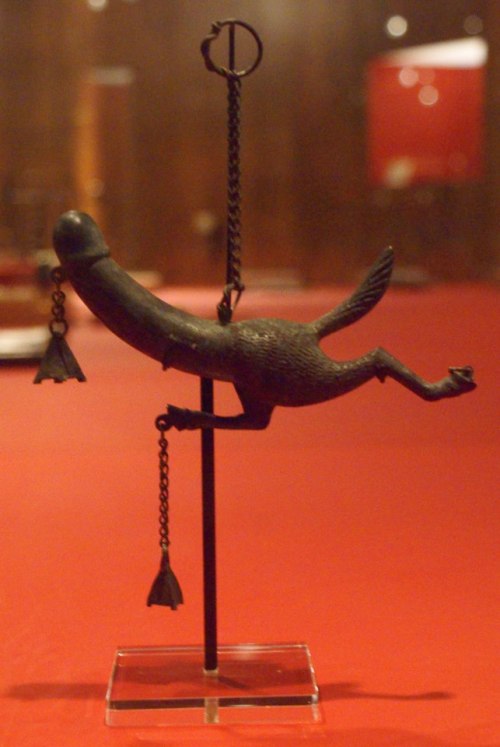 hellenismo:Greco-Roman Phallic Amulet- the phallus and the bells are intended to ward off evil: the 