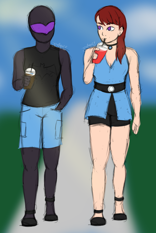 Summer WalkJust Two Sisters Enjoying A Slushy On A Hot Day.(she Did Force Her To Wear Those Shorts And