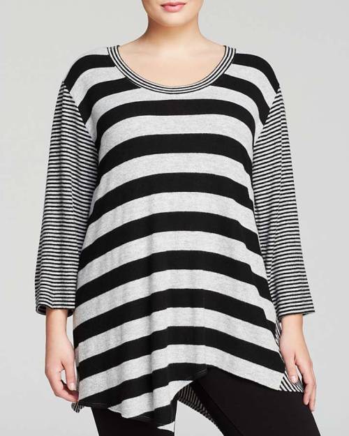 Nally &amp; Millie Plus Mixed Stripe Tunic