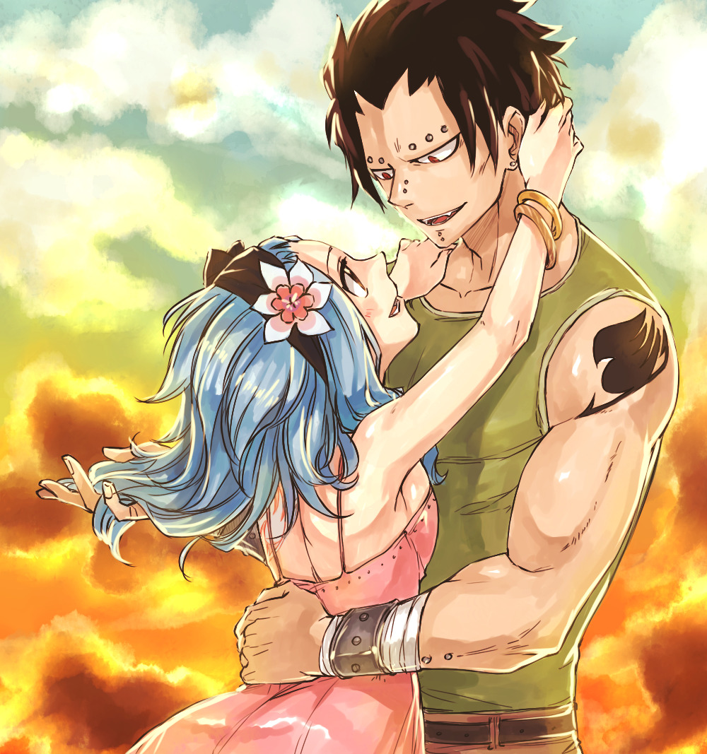 rboz:   "It suits you..."  Short-haired Gajeel and long-haired Levy requested