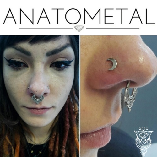 Did this nostril piercing on Lydia to match the one I did on her one year ago. We picked a white gol