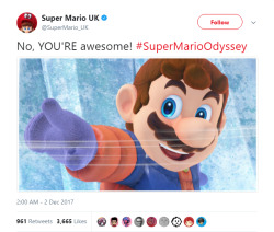 pukicho: segagigadrive:  a cute positive mario tweet from the super mario uk twitter! (Source)  