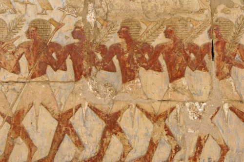 Painted relief of members of Hatshepsut&rsquo;s trading expedition to the mysterious &lsquo;