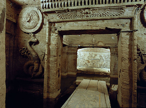 Catacombs of Kom El ShoqafaThe extensive complex of burial chambers at Kom el-Shuqafa, combining Gre