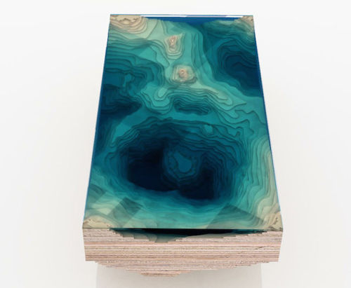 mymodernmet:The Abyss Table is a stunning coffee table that mimics the depths of the ocean with stac