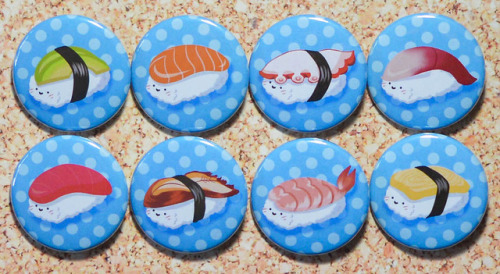 Cute Sushi Pins, check them out HERE! Avocado Sushi, Salmon / Sake Sushi, Octopus / Tako Sushi, Yell