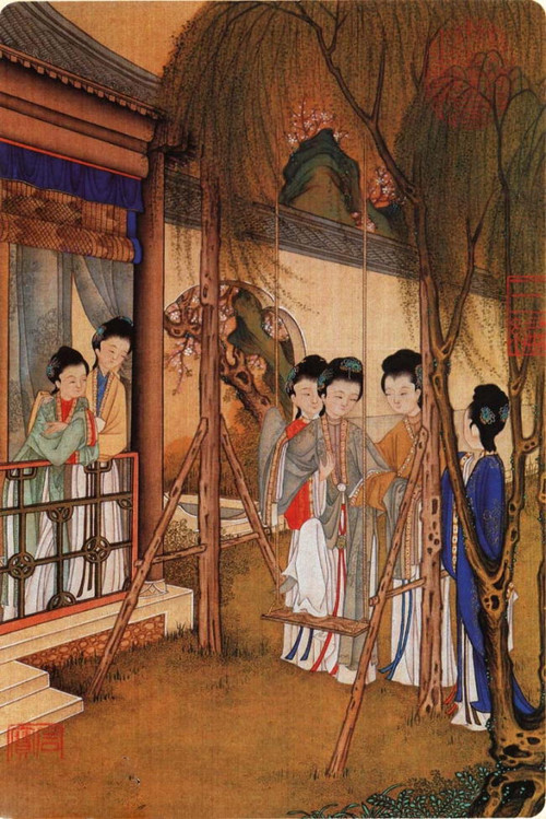 Painting series of Qing court ladies by Jiao Bingzhen (1689-1726)
