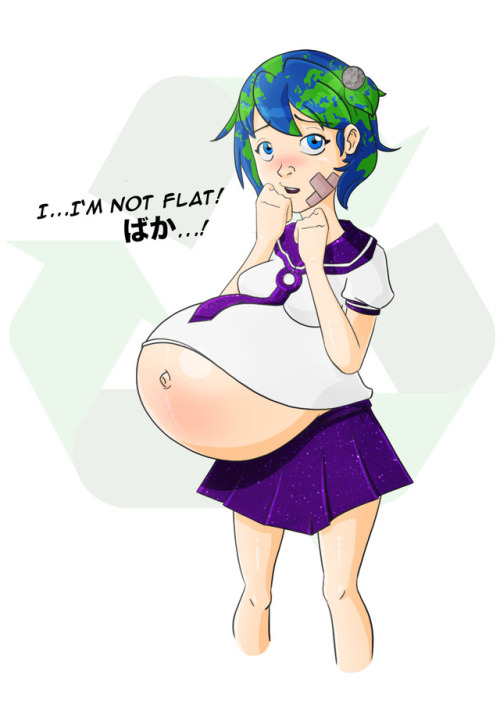 Earth-chan is NOT flat!Please recylce and help save our mother earth.