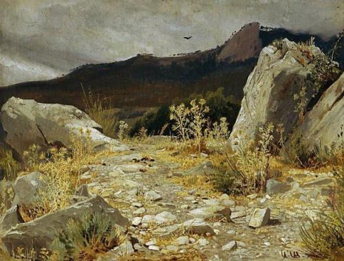 ivan-shishkin: Mountain path. Crimea, 1879, Ivan Shishkin