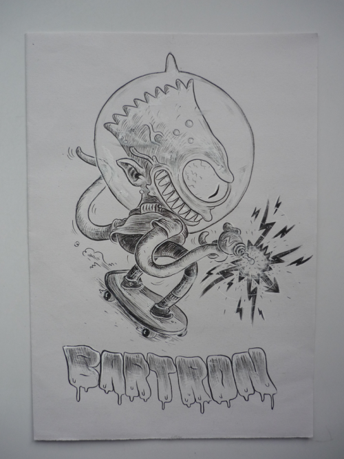isaaclenkiewicz:  Bartron original drawing for sale! http://isaaclenkiewicz.bigcartel.com/product/bartron-original-drawing  Sold!