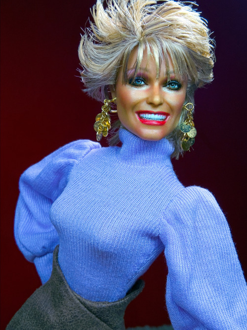 Farrah Fawcett as repainted and restyled by Noel Cruz https://www.ncruz.com wearing a fashion by SHA