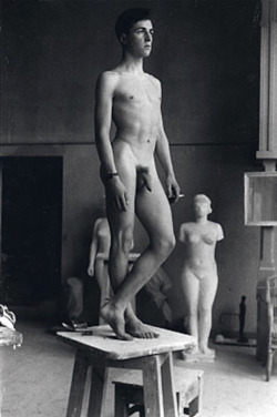 hakons11:  Fritz Morgenthaler modeling for Sculptor Karl Geiser  (1930s) Fritz Morgenthaler (Swiss 1919-1984)was later the first psychoanalyst who said that homosexuality is not an illness or psychological defect  