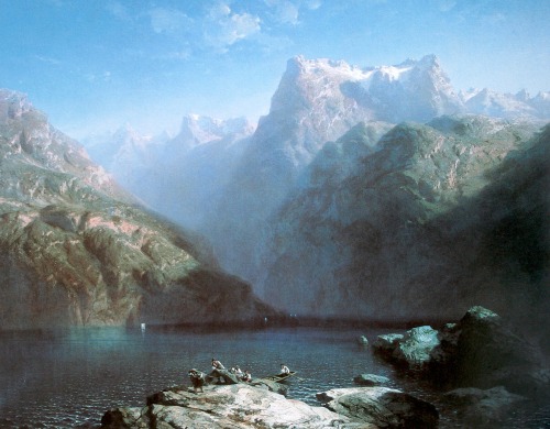 kunst-kiste:Der Vierwaldstattersee (Symphony in Blue) (1855), Alexandre Calame