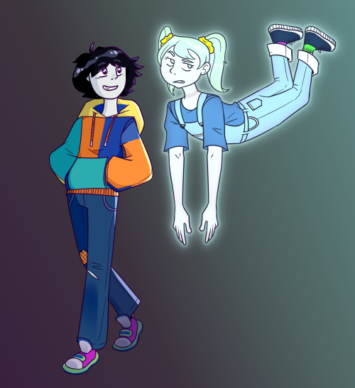 supernatural buddies!!!!!this is my and @comatose-max‘s ocs: Ricky the vampire kid and Sybil the gho