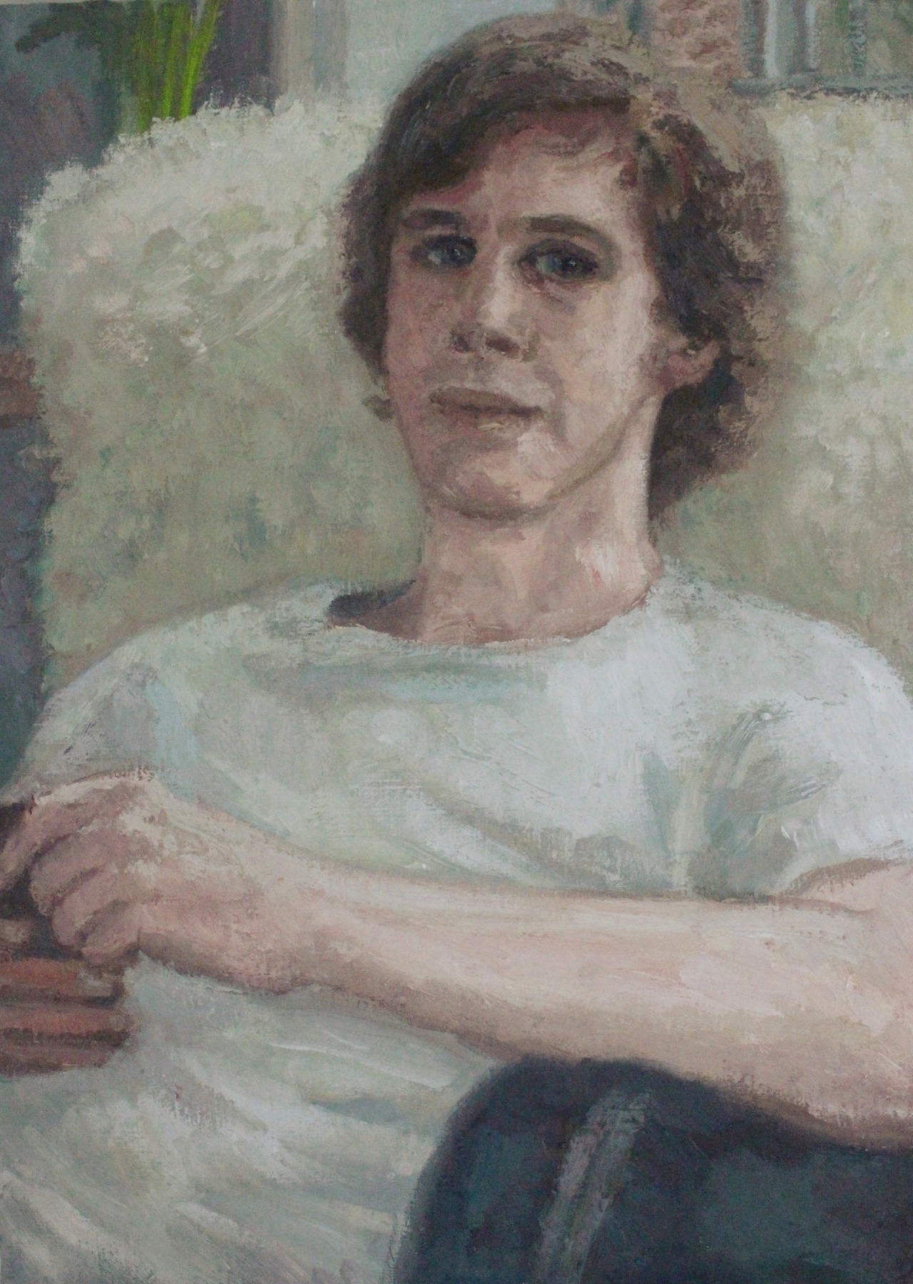 ydrorh:Young Man in Grey Shirt, 2020, Oil on canvas, 70x50 cmwww.yisraeldrorhemed.com