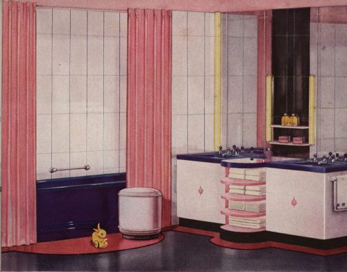 nemfrog:Pink bathroom with deco accents. Designs for living: a home decorator’s handbook.