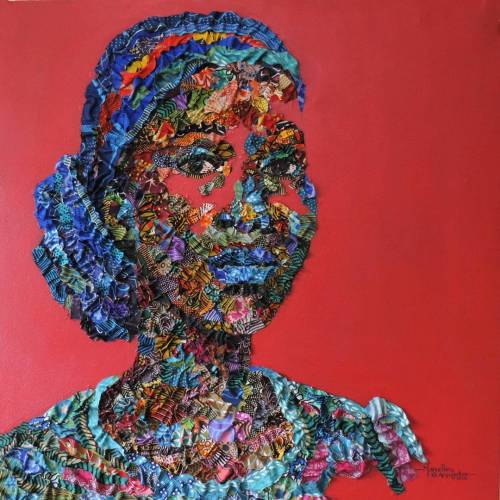 “Marcellina Oseghale Akpojotor, artist who combines tiny pieces of ankara fabric to create portraits