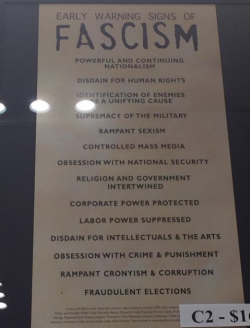 silver-tongues-blog: micdotcom:  US Holocaust Museum’s “early warning signs of fascism” sign is going viral The United States Holocaust Memorial Museum wants to make sure that fascism doesn’t make a comeback.  A Twitter user snapped a shot of