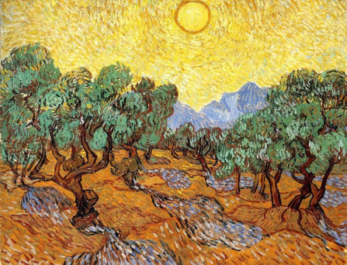 goodreadss:Green Field, Vincent van Gogh, 1889 // Van Gogh’s olive trees
