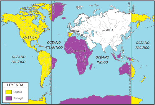 mapsontheweb: In 1494 Spain and Portugal sign the treaty of Tordesillas, which divides the world bet