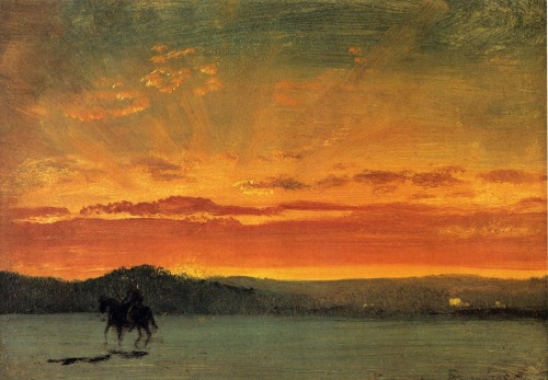 impartart:Albert Bierstadt, Indian Rider at Sunset