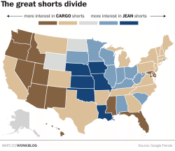 mapsontheweb:  The Great Shorts Divide: Jean