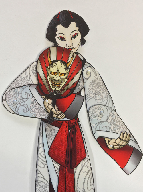 wesleyart: Bunraku Doll Maiden - Posable Paper Puppet by TheOtherWesley on Etsy Here she is, my most