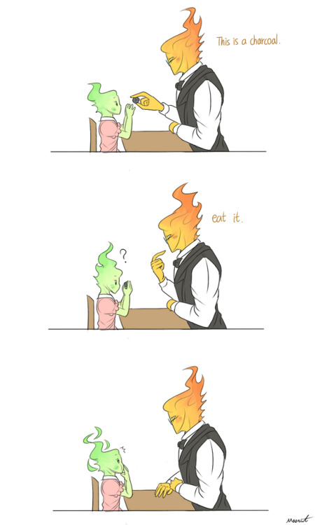 mooncatyao:  [Jealous] Grillby & little Sans <First part>(Previous)/(NEXT)[GLS timeline]