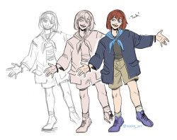 socks-art:    I couldnt decide if I liked this with or without some colour, so I made a sort of process thing! I wonder if Kairi steals her boys’ clothes ever  