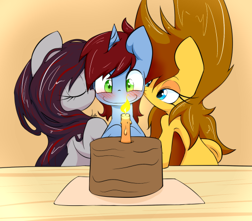 isle-of-forgotten-dreams:  Commission: Edd645 (Aulann on the left) Happy birthday day Sugarplum <3<3 kissu kissu (/’3’)/ <3  X3 Das one lucky pony~ ;p