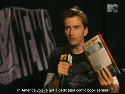 mizgnomer:David Tennant fanboying about the American Doctor Who comic series (from an MTV news segme