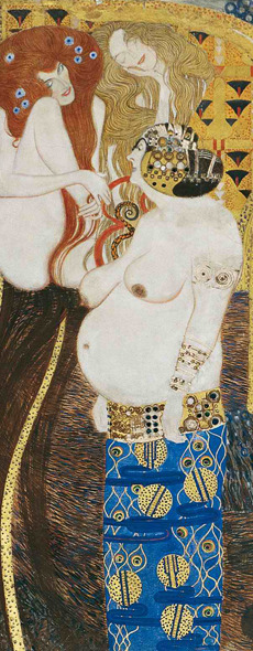 wonderwarhol: Above: The Kiss (1908) - Beethoven Frieze (1902) - The Three Ages of Woman (1905) by Gustav Klimt. 