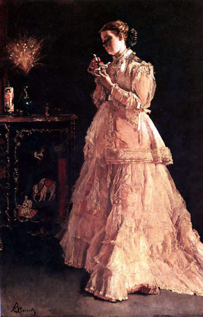 “The doll” or “Lady in pink” by Alfred Stevens, 1867