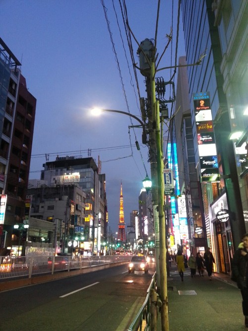 Roppongi at dusk tonight.