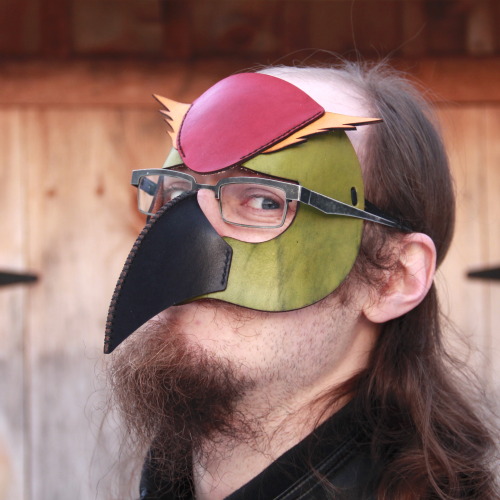 Owl Mask - One In Tropical Colors, One With Peacock Iridescence.