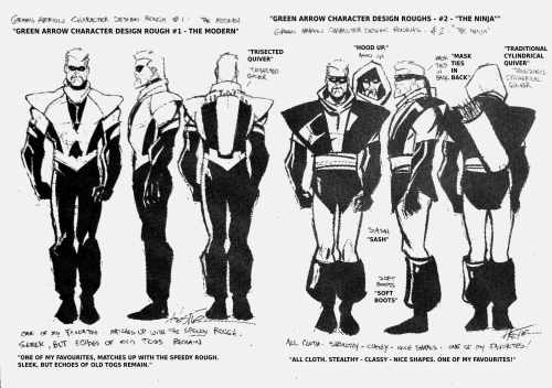 Unused Green Arrow Costume Designs by Phil Hester and Ande Parks from the Green Arrow: Sounds of Vio