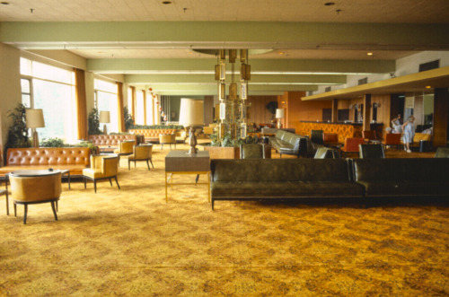 deadmotelsusa:Lobbies of Catskill Resorts along the Borscht Belt, 1960′s - 1970′sFrom top to bottom: