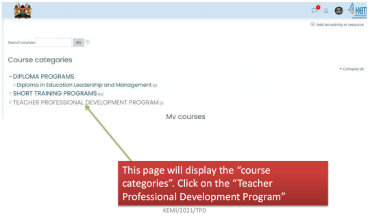 KEMI TPD Guide On Accessing eLearning Platform