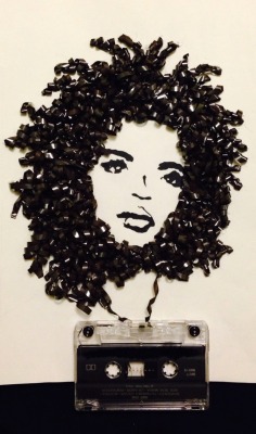 one-time-4-your-mind: I feel like I’m most creative during the late hours of the night.. Who knew a shit ton of glue and a destroyed cassette tape could be so fun to work with ^_^ Shoutout to all my Lauryn Hill lovers, this one is for you ❤️ 