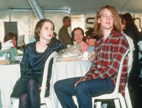 Winona Ryder with Dave Pirner of Soul Asylum and Toni Collette in the background, 1995