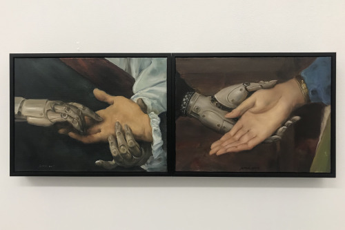 everythingeverywhereallatonce:  Siobhán Hapaska, Robot, 2001 //  Pang Maokun, Destiny 命运; Hand in Hand 牵手, 2019  // Shorra, Death of a Cyborg (after The First Mourning by William-Adolphe Bouguereau), 2015