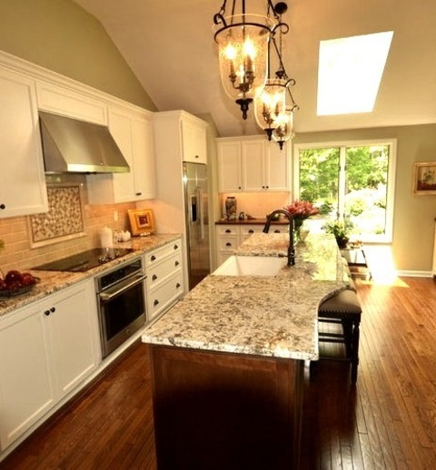 Philadelphia Enclosed KitchenInspiration For A Large, L-shaped, Medium-tone Wood Floor Enclosed, Transitional