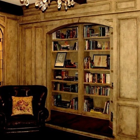 Library In ClevelandAn Illustration Of A Sizable Transitional Family Room Library With Beige Walls.