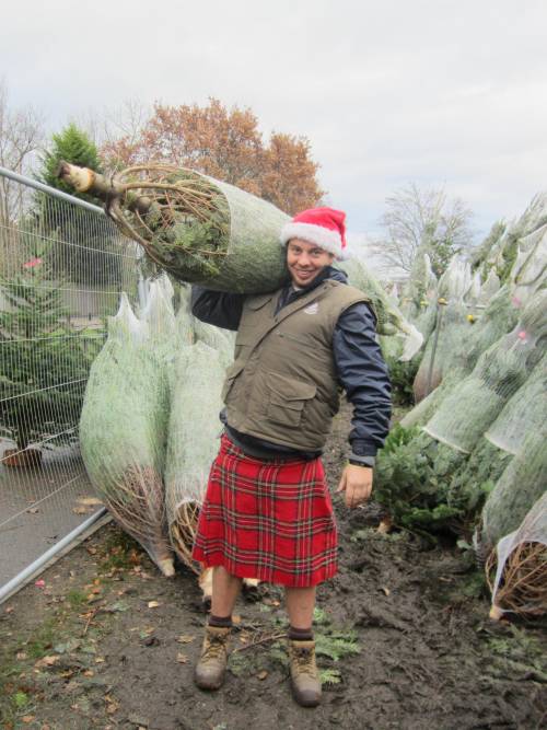 this man has been selling christmas trees in a kilt since the middle of november. now that is dedica