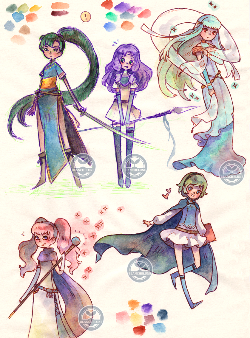 blanchelune:  FE7 ladies!~ sometimes i color my sketches and they look ok so :^)