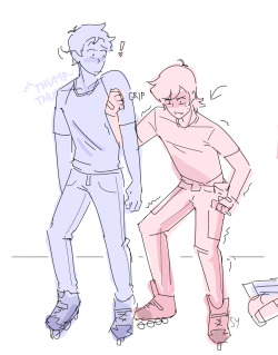 saskyang:  they are rollerskating cause why not~also lance don’t get too excited, keith is just terrible at skating 