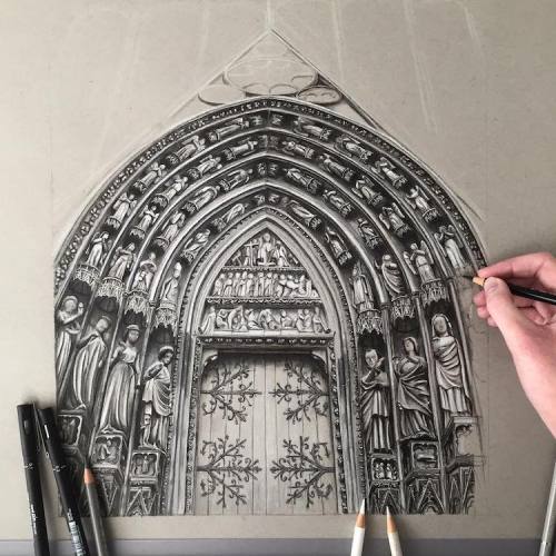 mymodernmet:Intricate Architecture Drawings Capture the Beauty of Gothic Buildings Across Europe. 