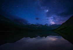 mostbeautifulearth:  Reflection of the Milky Way on Elizabeth Lake in Glacier National Park, Montana - [1280x878] (OC)  Follow my blog for more beautiful photos!
