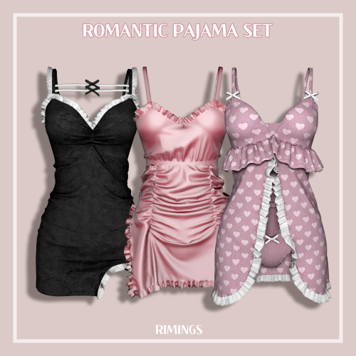  [RIMINGS] Romantic Pajama Set - FULL BODY 3- NEW MESH- ALL LODS- NORMAL MAP- 16 / 16 / 16 SWATCHES-